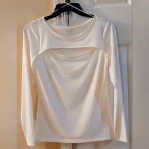 Women's Nine West Fitted Long Sleeve Shirt. Size S, Color: Ivory Tusk